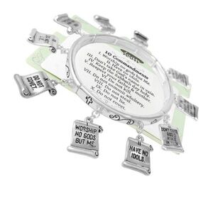 Silver Ten Commandments Charm Bracelet